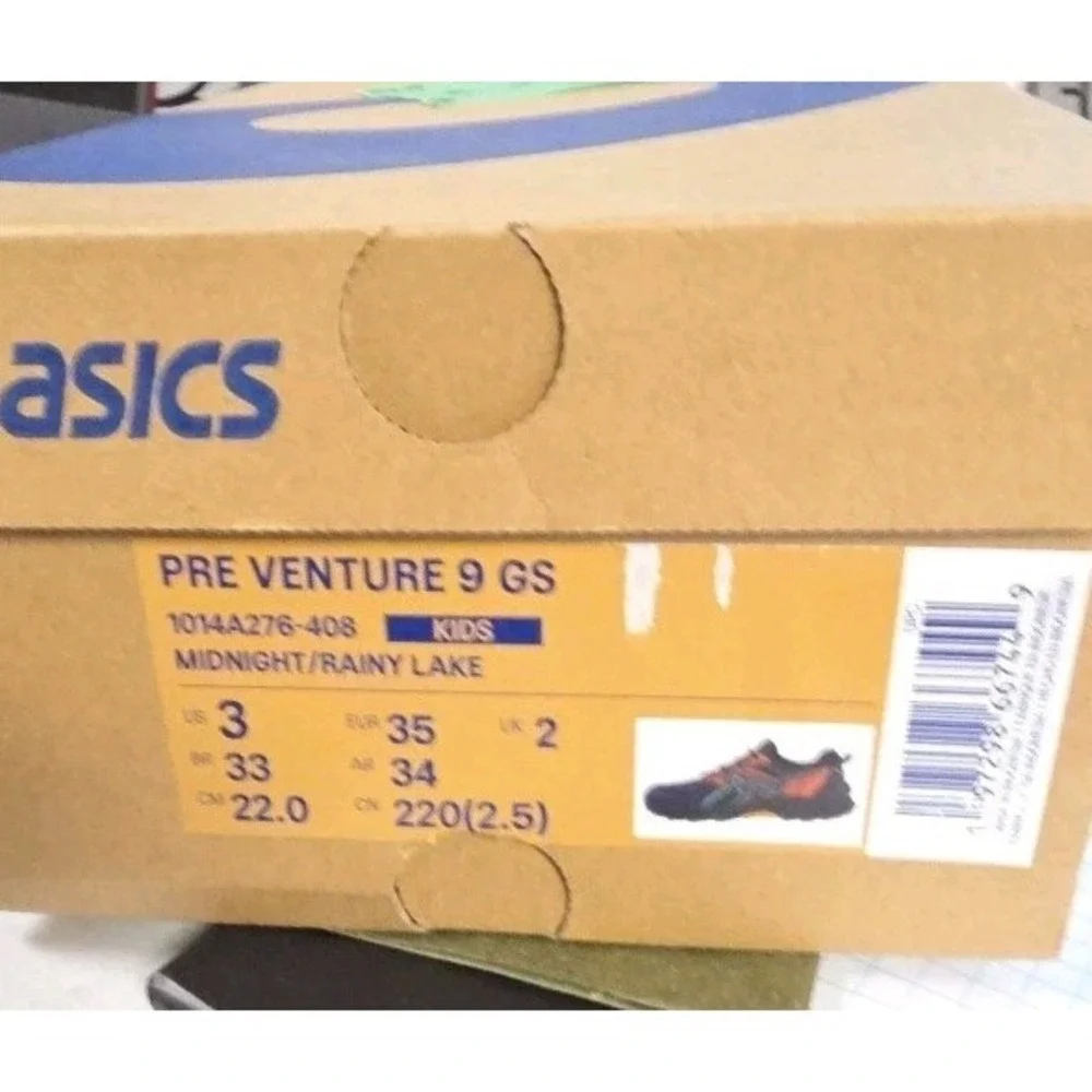 ASICS Pre Venture 9 GS Kids 3 Midnight Rainy Lake 1014A276-408 NWT